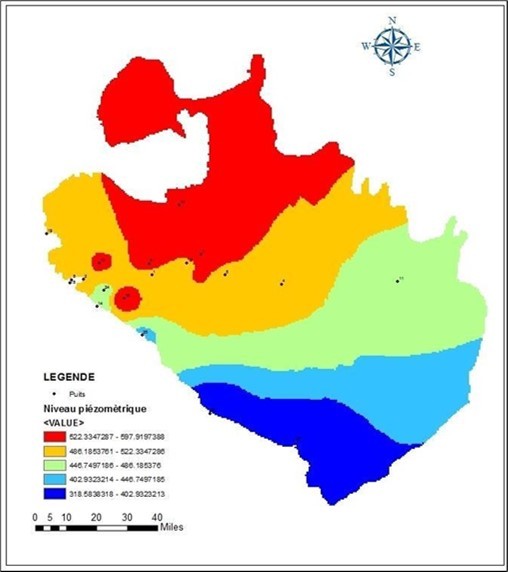 Piezometric map of the Grand Erg Occidental aquifer (Merzougui,2021).